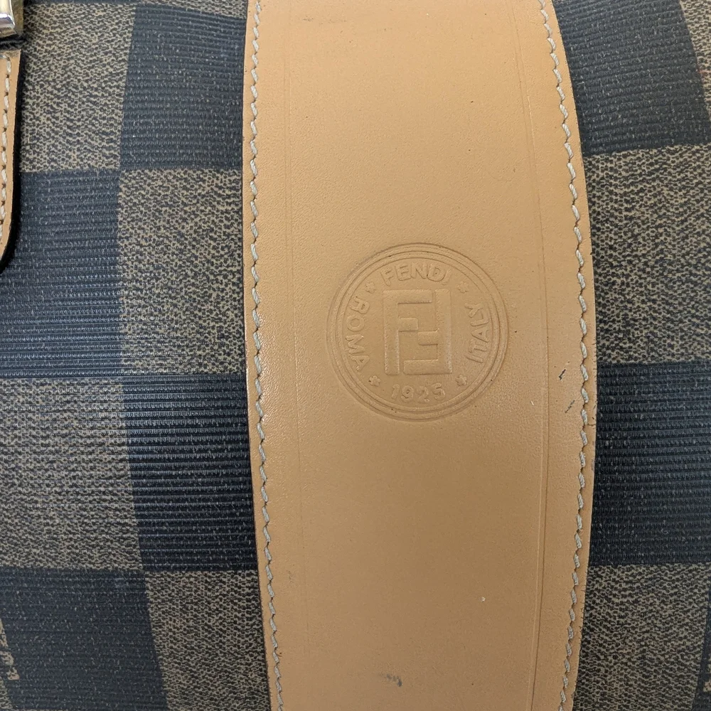 Fendi Pequin Boston Checkered Tan and Black Women's Handbag - Picture 2 of 12